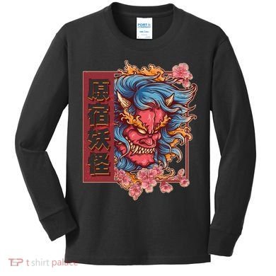 Japanese Harajuku Yokai Oni Monster Kids Long Sleeve Shirt