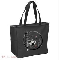 Japanese Ink Painting Cranes Bamboo Birds Tote Bag thumb 2