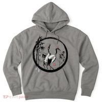 Japanese Ink Painting Cranes Bamboo Birds Hoodie thumb 0