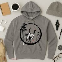 Japanese Ink Painting Cranes Bamboo Birds Hoodie thumb 3