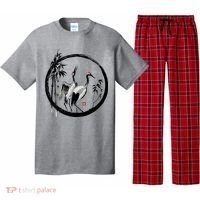 Japanese Ink Painting Cranes Bamboo Birds Pajama Set thumb 0