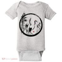 Japanese Ink Painting Cranes Bamboo Birds Baby Bodysuit thumb 0