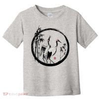Japanese Ink Painting Cranes Bamboo Birds Toddler T-Shirt thumb 0