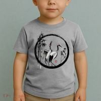 Japanese Ink Painting Cranes Bamboo Birds Toddler T-Shirt thumb 2