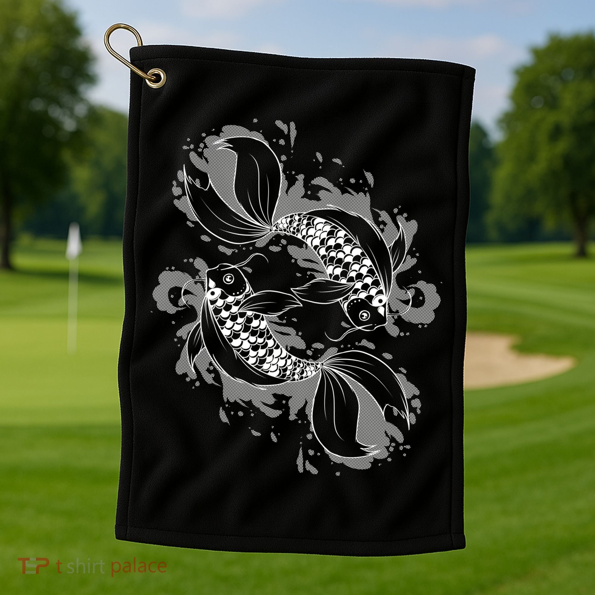 Japanese Koi Pisces Golf Towel