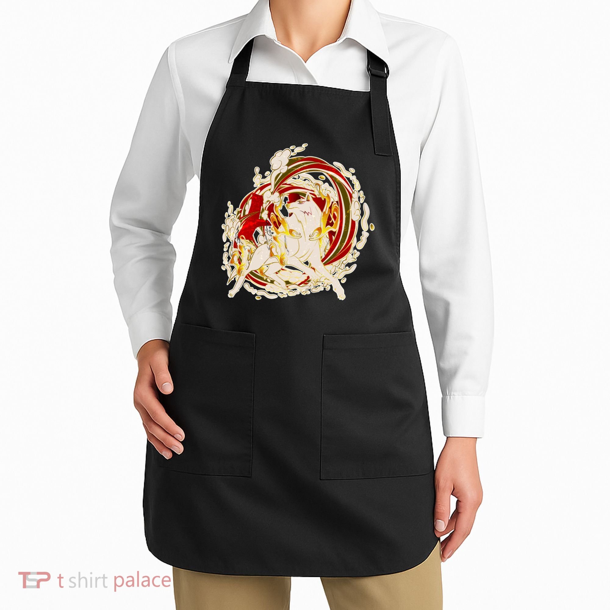 Japanese Mythology Okami Wolf Apron