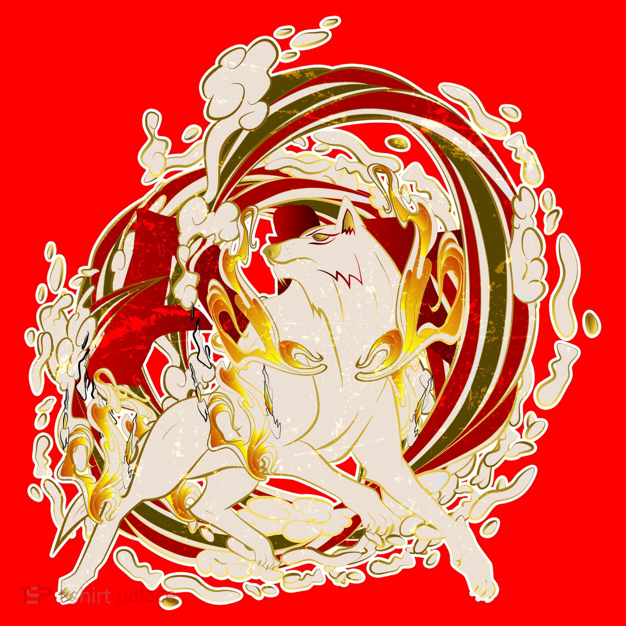 Japanese Mythology Okami Wolf Santa Hat