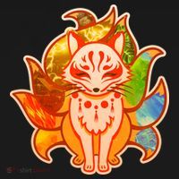 Japanese Nine Tails Kitsune Fox Elements Seasons Ornament thumb 1