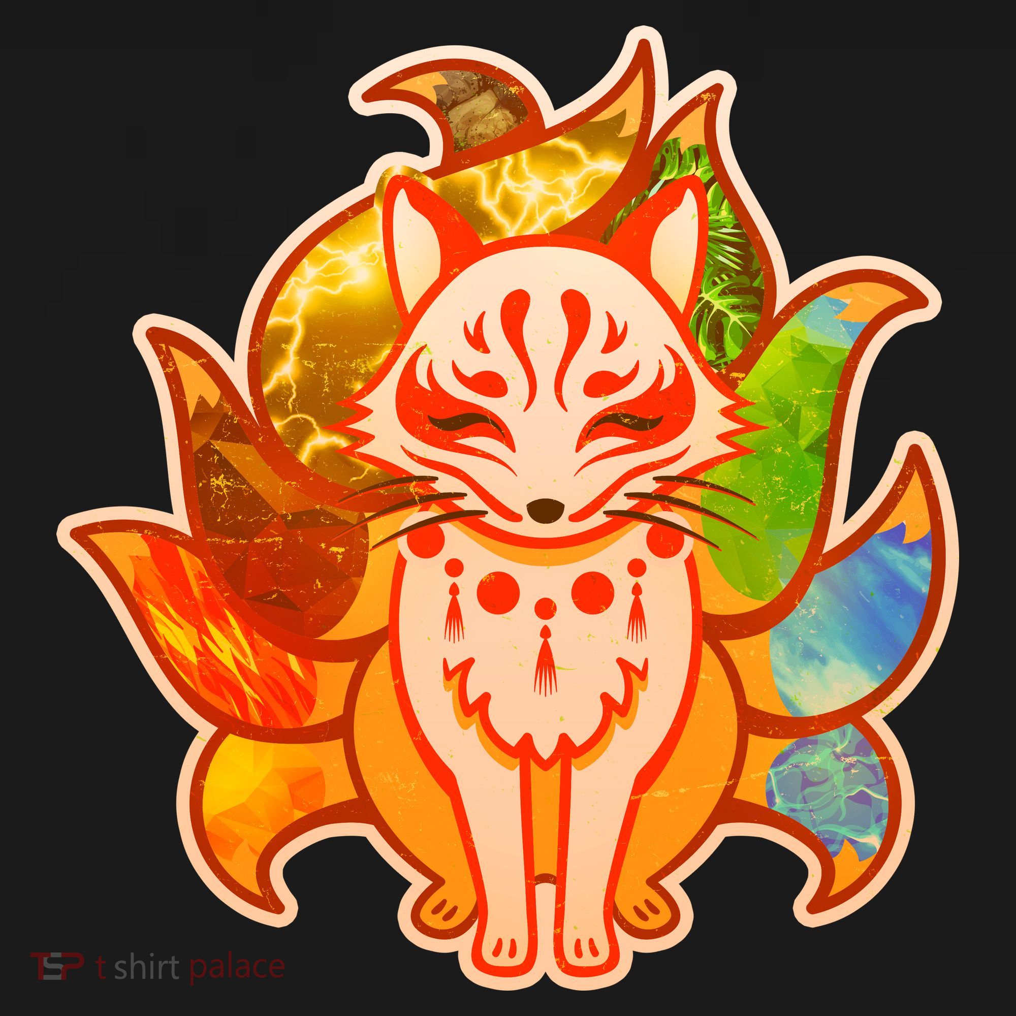 Japanese Nine Tails Kitsune Fox Elements Seasons Ornament