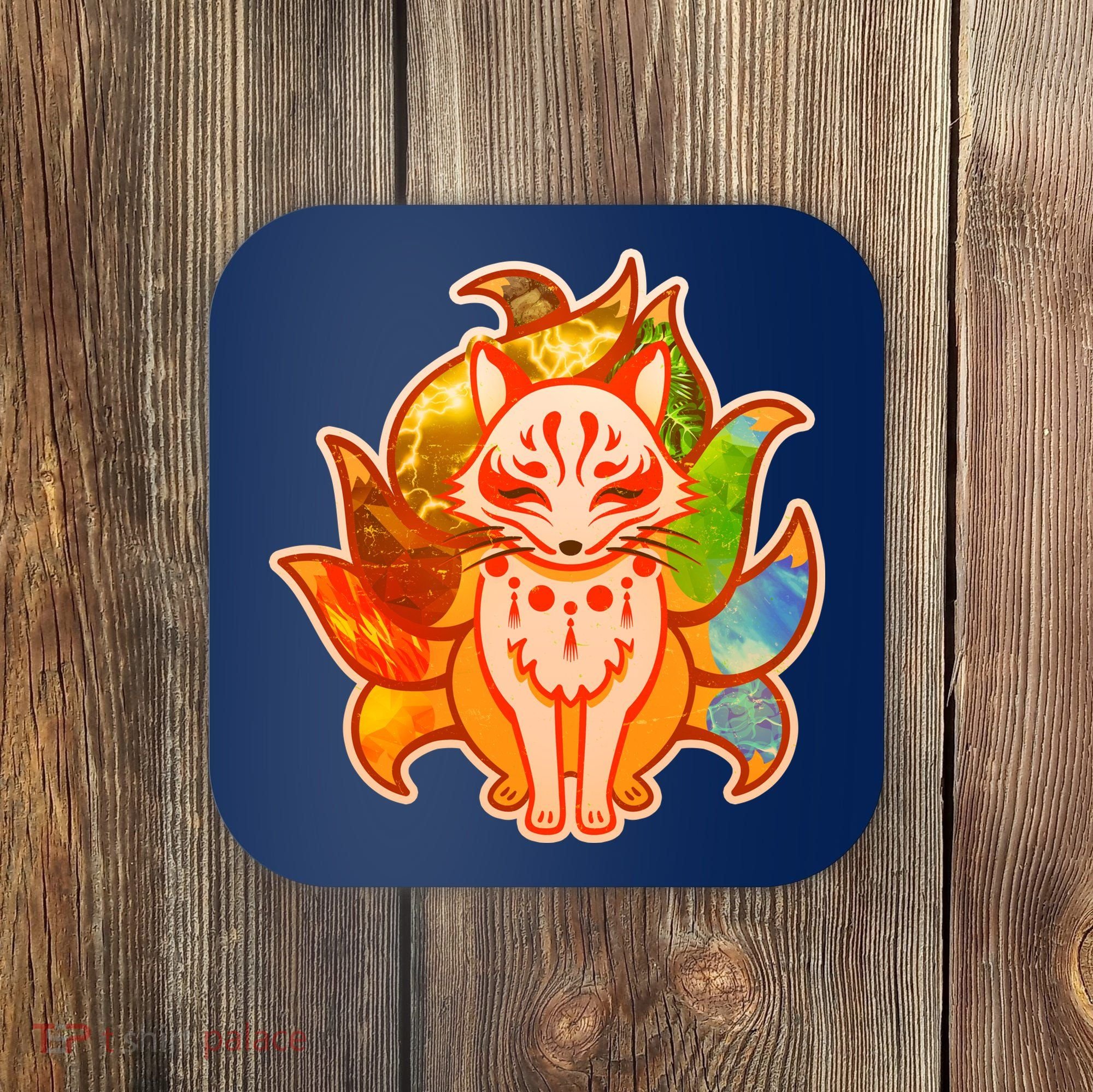 Japanese Nine Tails Kitsune Fox Elements Seasons Coaster