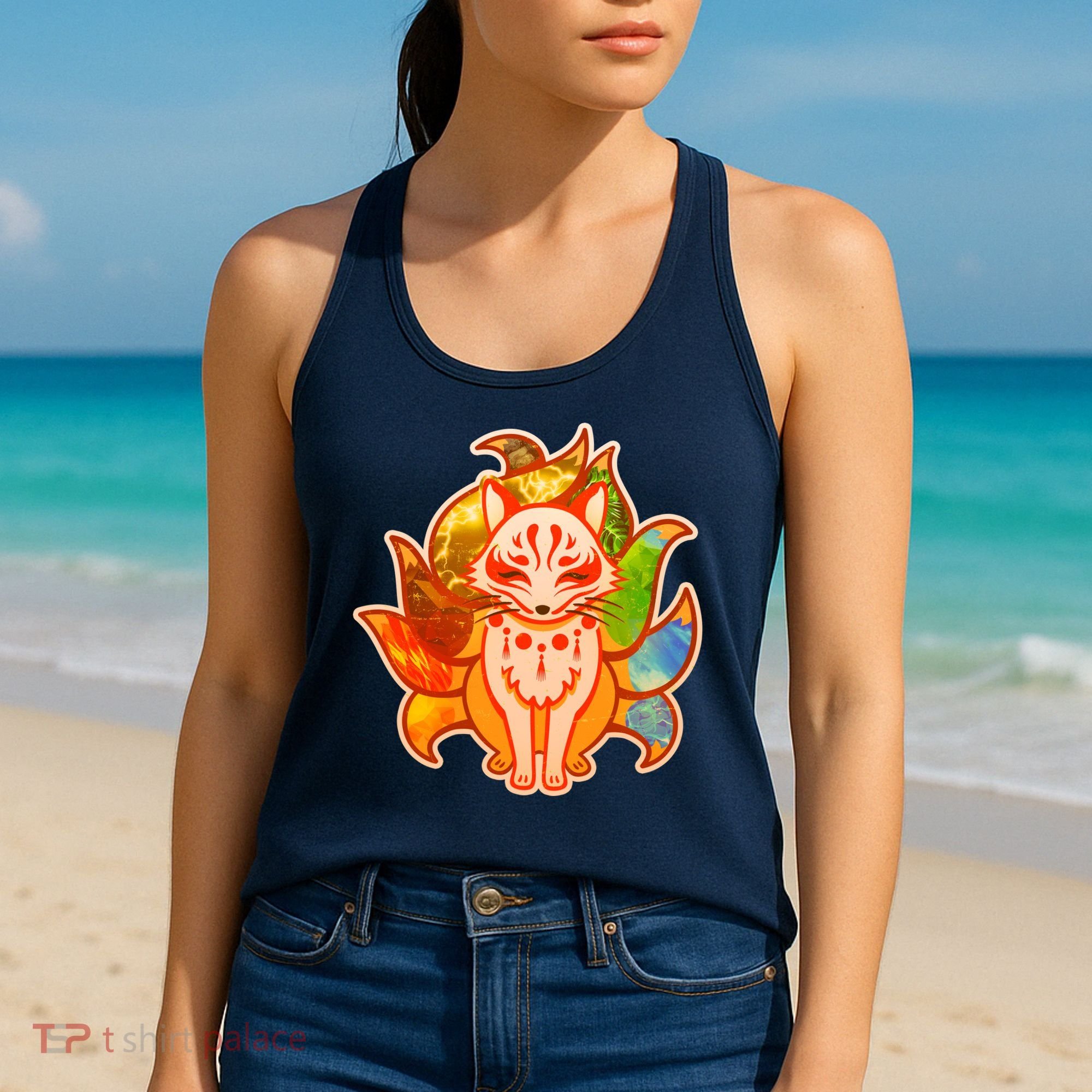 Japanese Nine Tails Kitsune Fox Elements Seasons Women's Tank Top