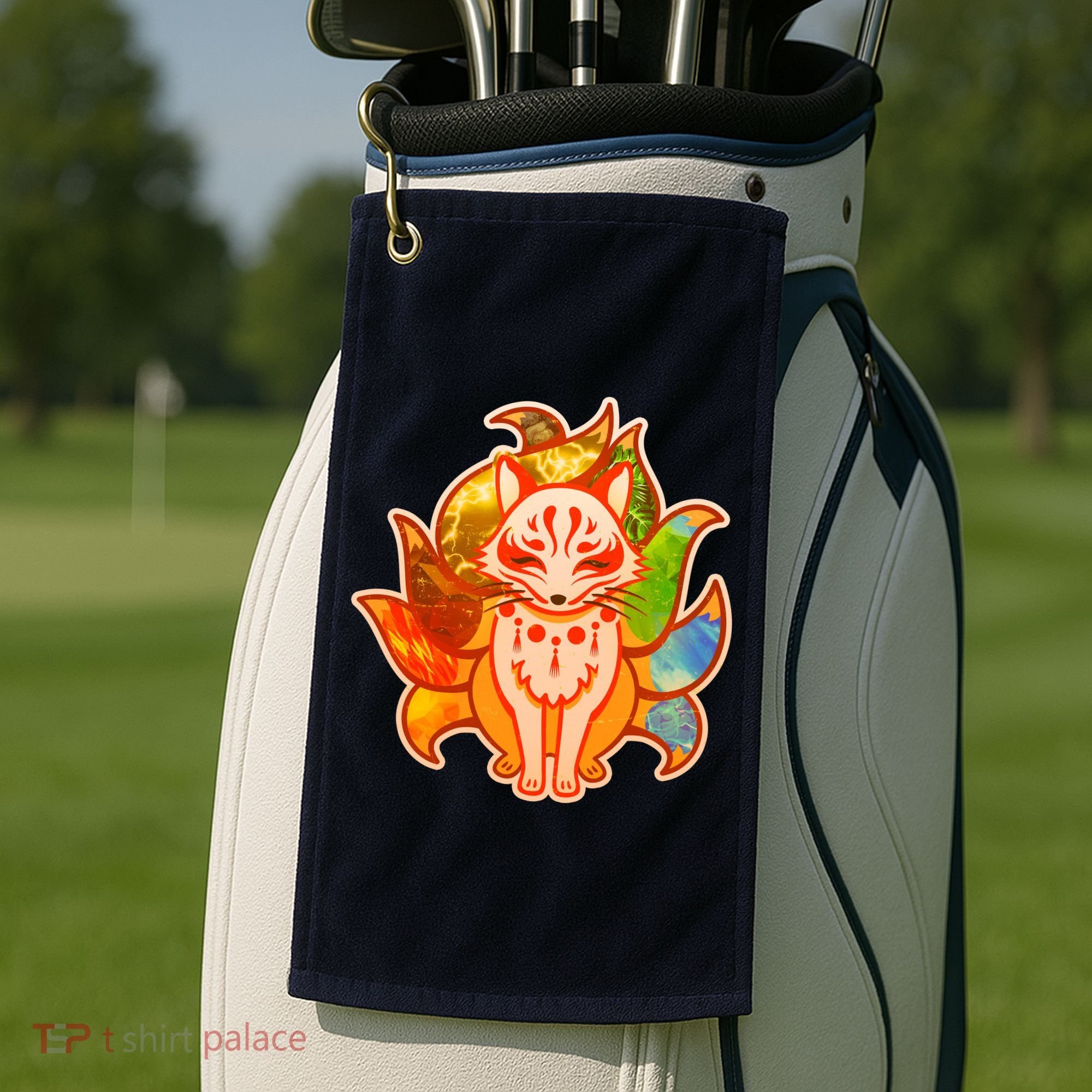 Japanese Nine Tails Kitsune Fox Elements Seasons Golf Towel