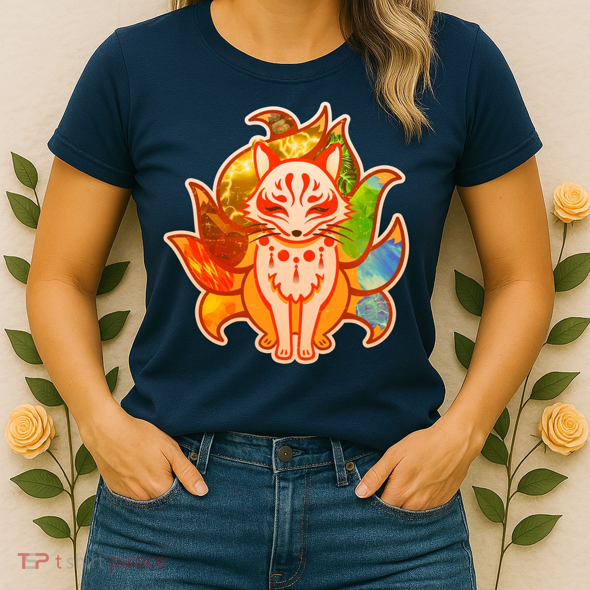 Japanese Nine Tails Kitsune Fox Elements Seasons Women's T-Shirt