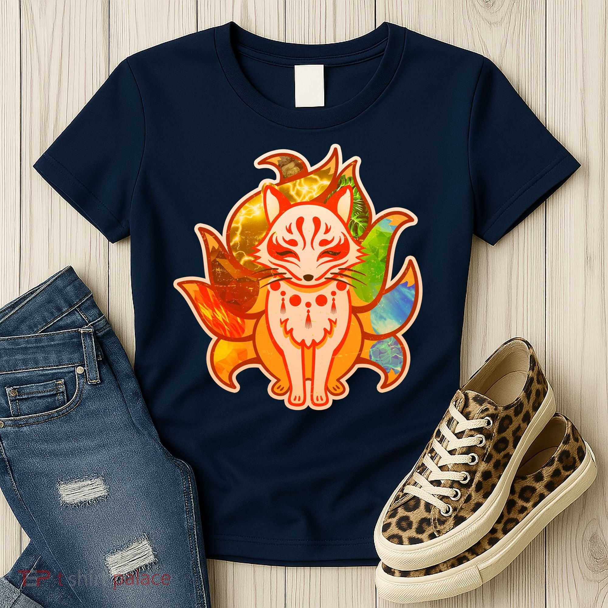 Japanese Nine Tails Kitsune Fox Elements Seasons Women's T-Shirt