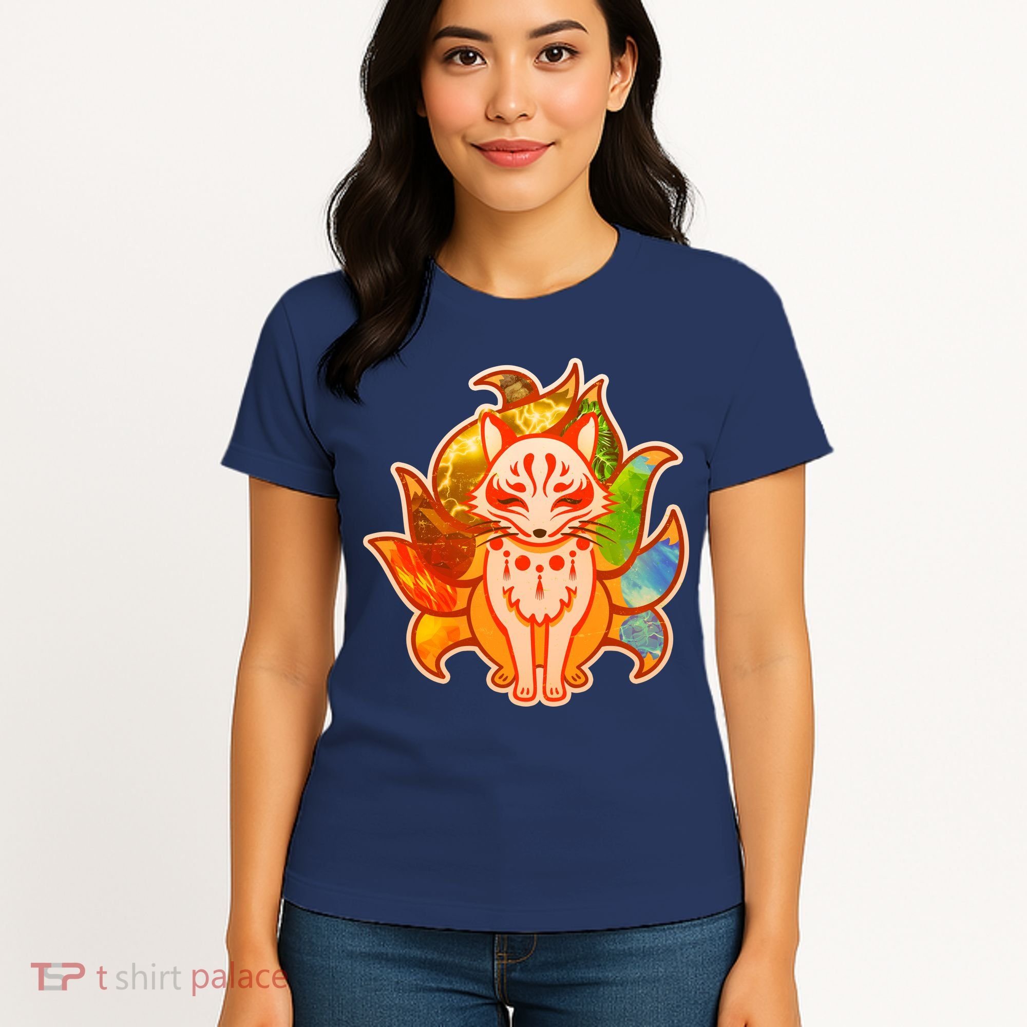 Japanese Nine Tails Kitsune Fox Elements Seasons Women's T-Shirt