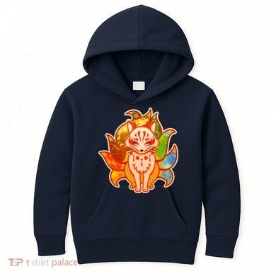 Japanese Nine Tails Kitsune Fox Elements Seasons Kids Hoodie