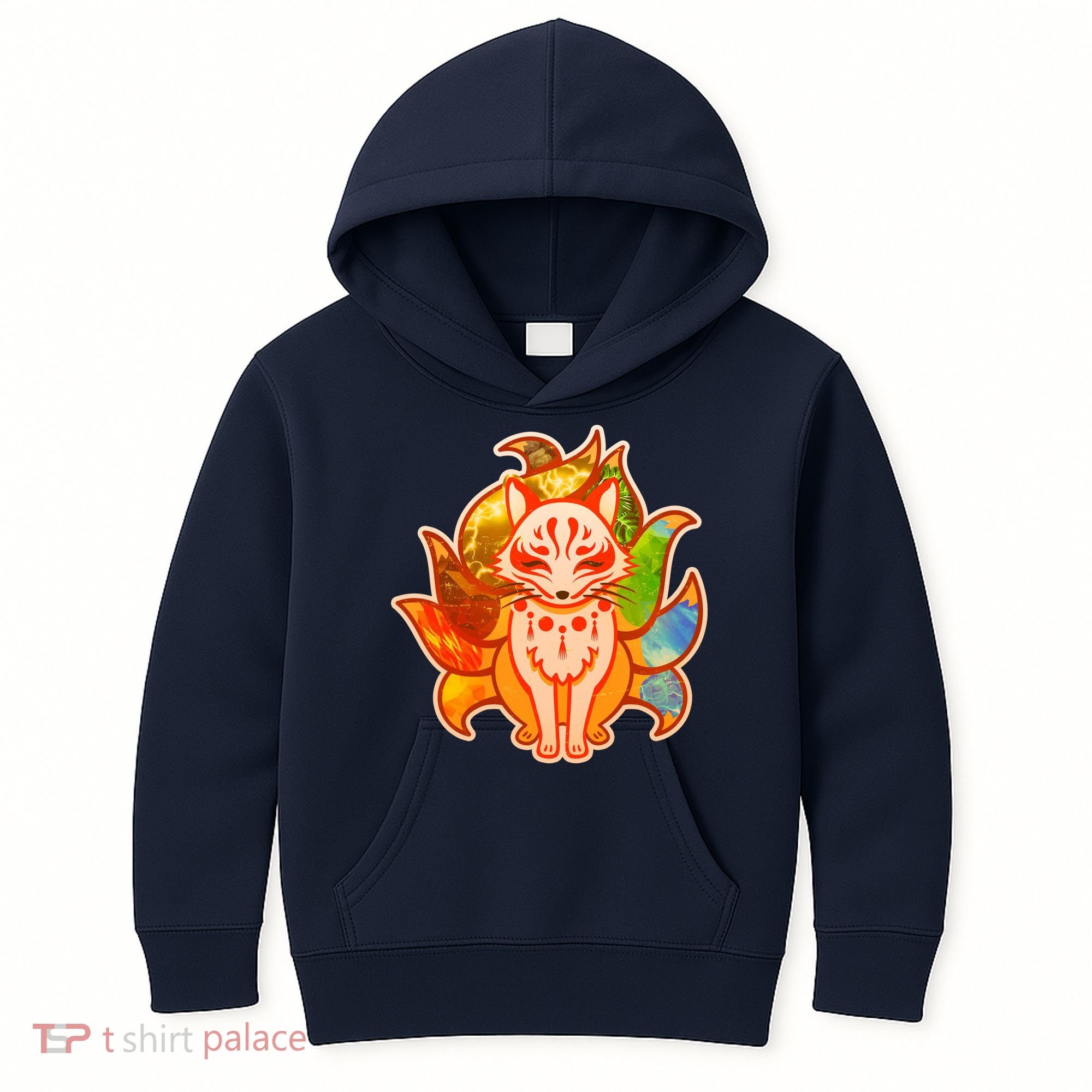 Japanese Nine Tails Kitsune Fox Elements Seasons Kids Hoodie