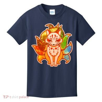 Japanese Nine Tails Kitsune Fox Elements Seasons Kids T-Shirt