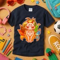 Japanese Nine Tails Kitsune Fox Elements Seasons Kids T-Shirt thumb 3