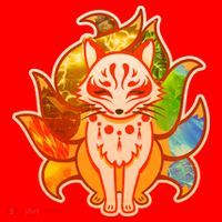 Japanese Nine Tails Kitsune Fox Elements Seasons Santa Hat thumb 1