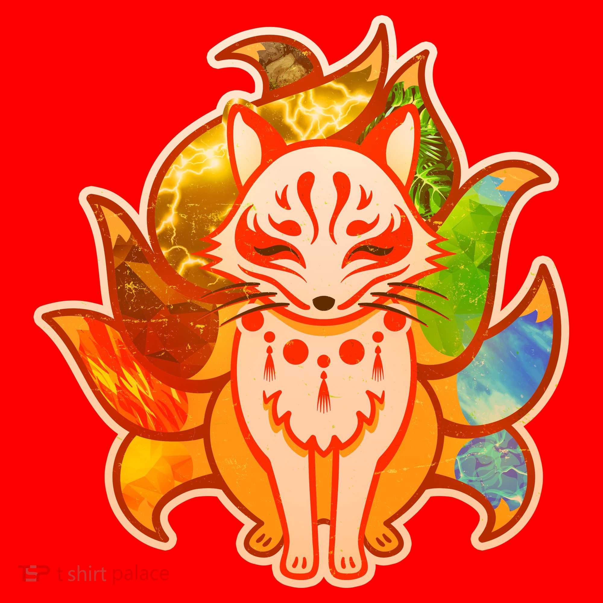 Japanese Nine Tails Kitsune Fox Elements Seasons Santa Hat