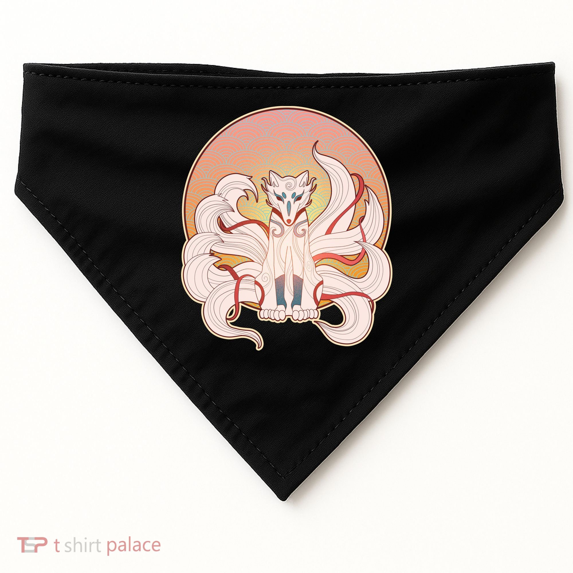 Japanese Nine Tails Kitsune Fox Emblem Pattern USA-Made Doggie Bandana