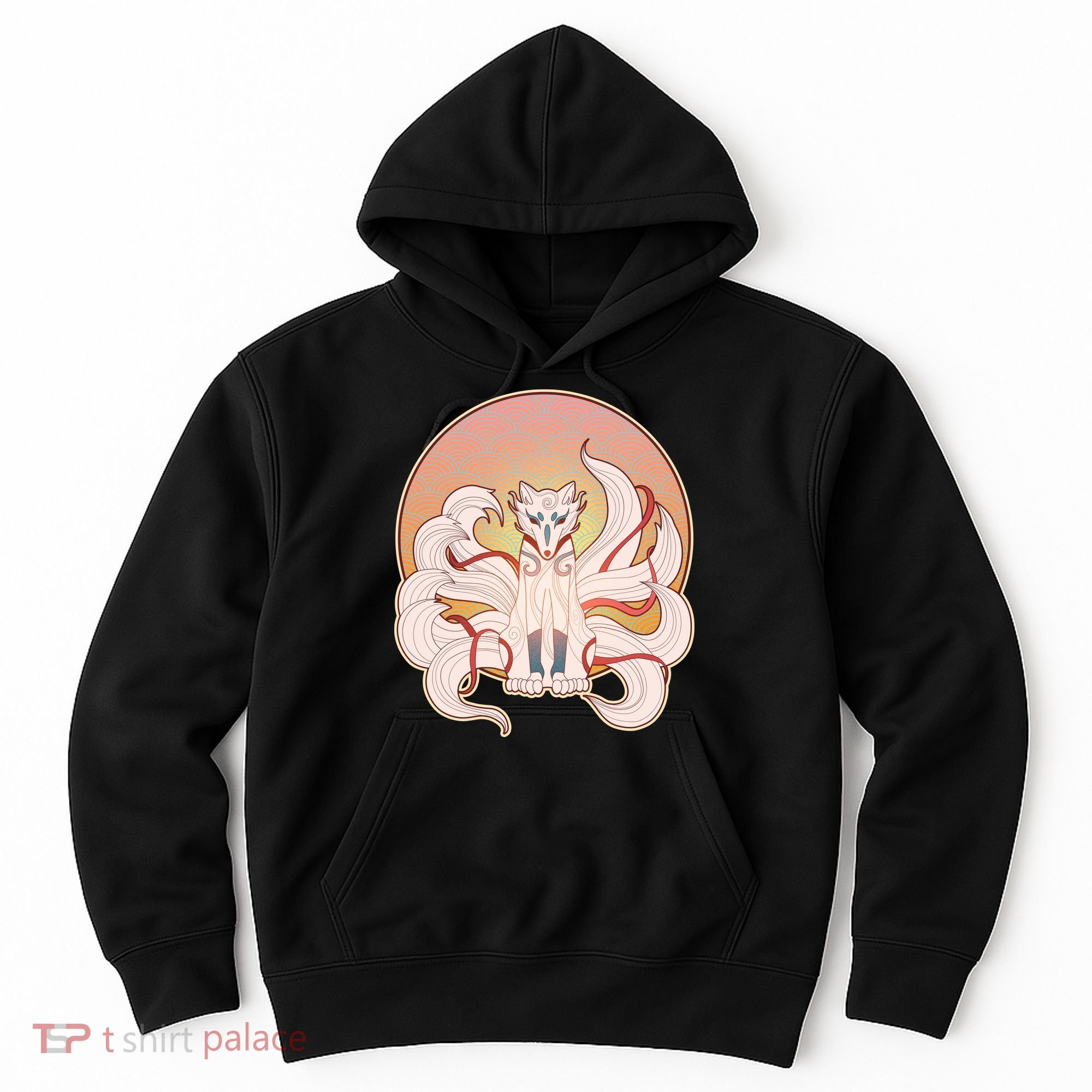 Japanese Nine Tails Kitsune Fox Emblem Pattern Hoodie