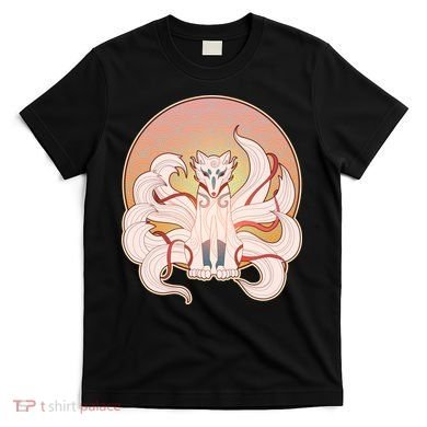 Japanese Nine Tails Kitsune Fox Emblem Pattern T-Shirt