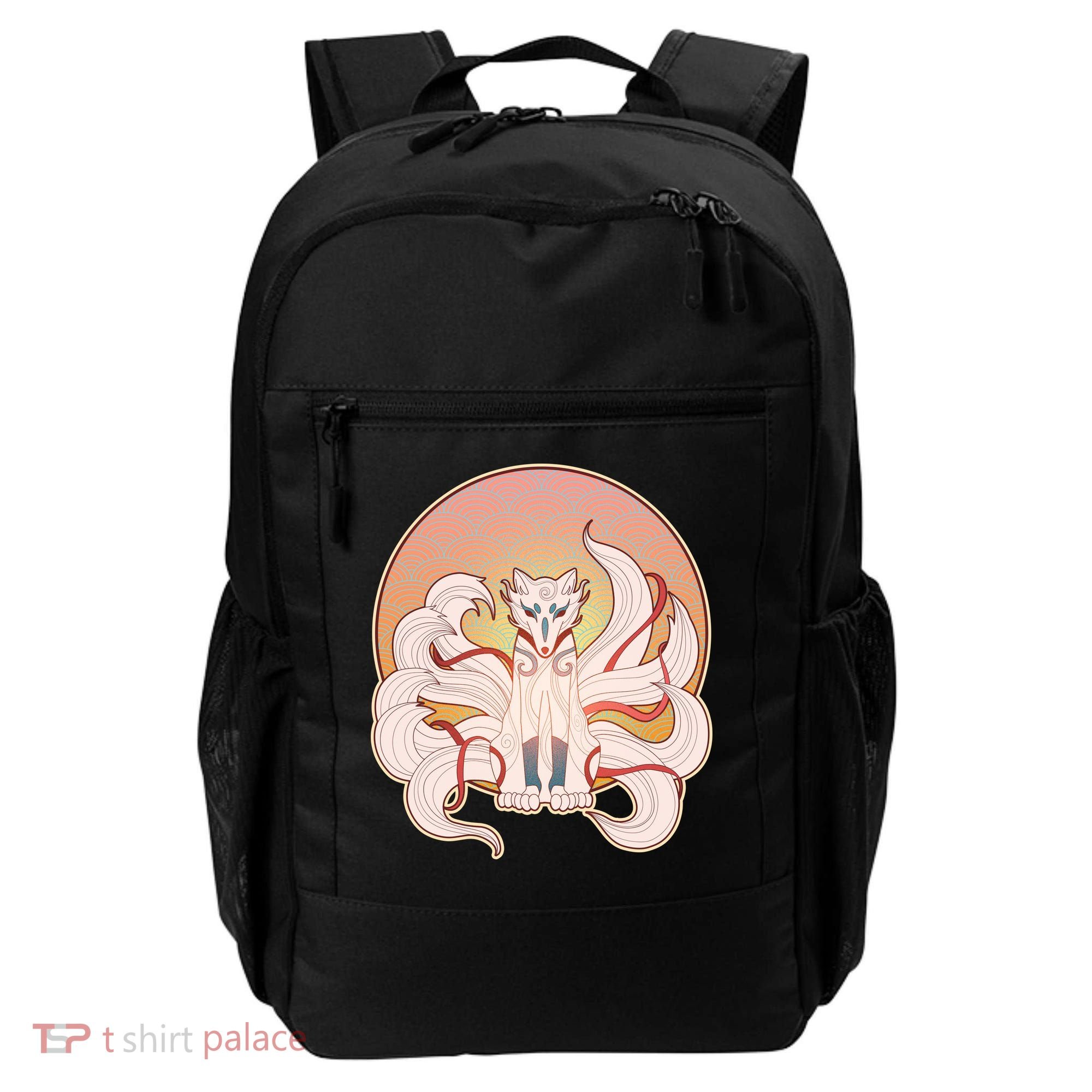 Japanese Nine Tails Kitsune Fox Emblem Pattern Backpack