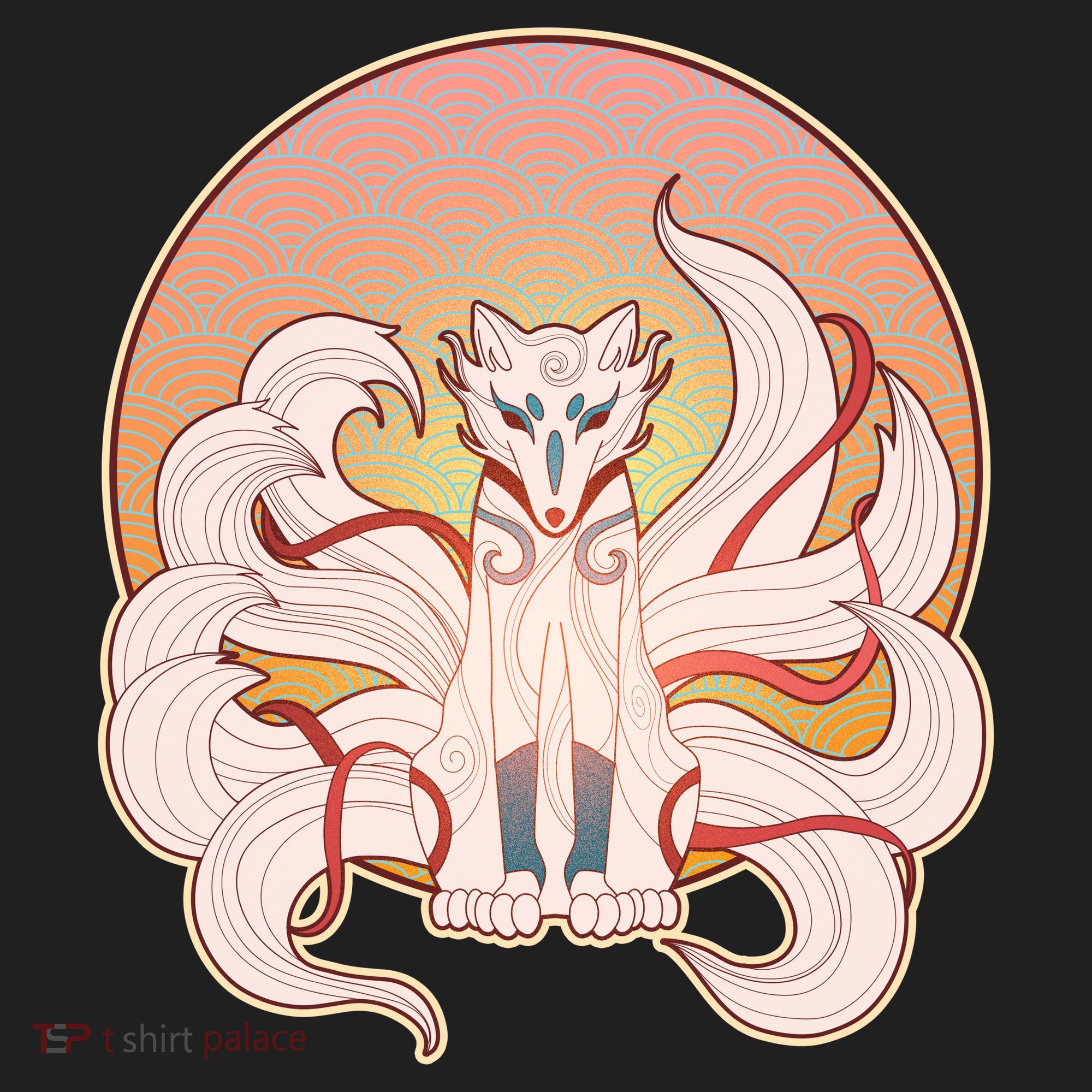 Japanese Nine Tails Kitsune Fox Emblem Pattern Beanie