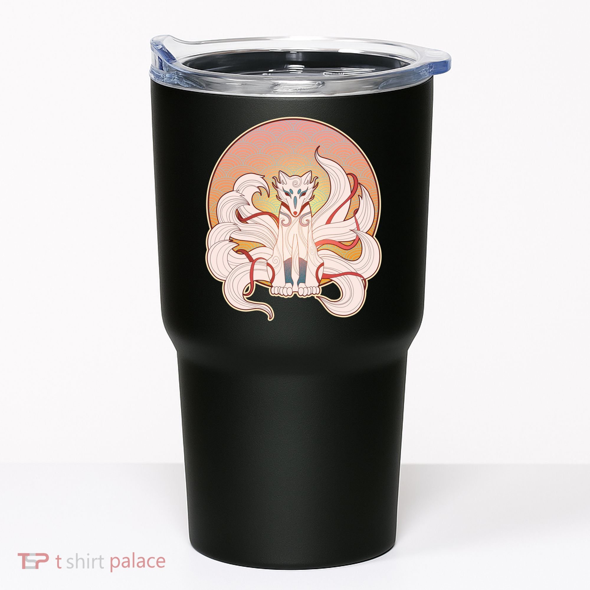 Japanese Nine Tails Kitsune Fox Emblem Pattern Tumbler