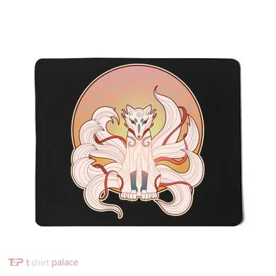 Japanese Nine Tails Kitsune Fox Emblem Pattern Mousepad