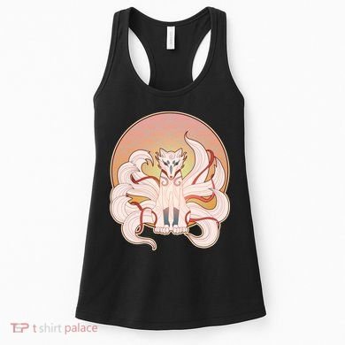 Japanese Nine Tails Kitsune Fox Emblem Pattern Women's Tank Top