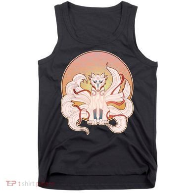 Japanese Nine Tails Kitsune Fox Emblem Pattern Tank Top