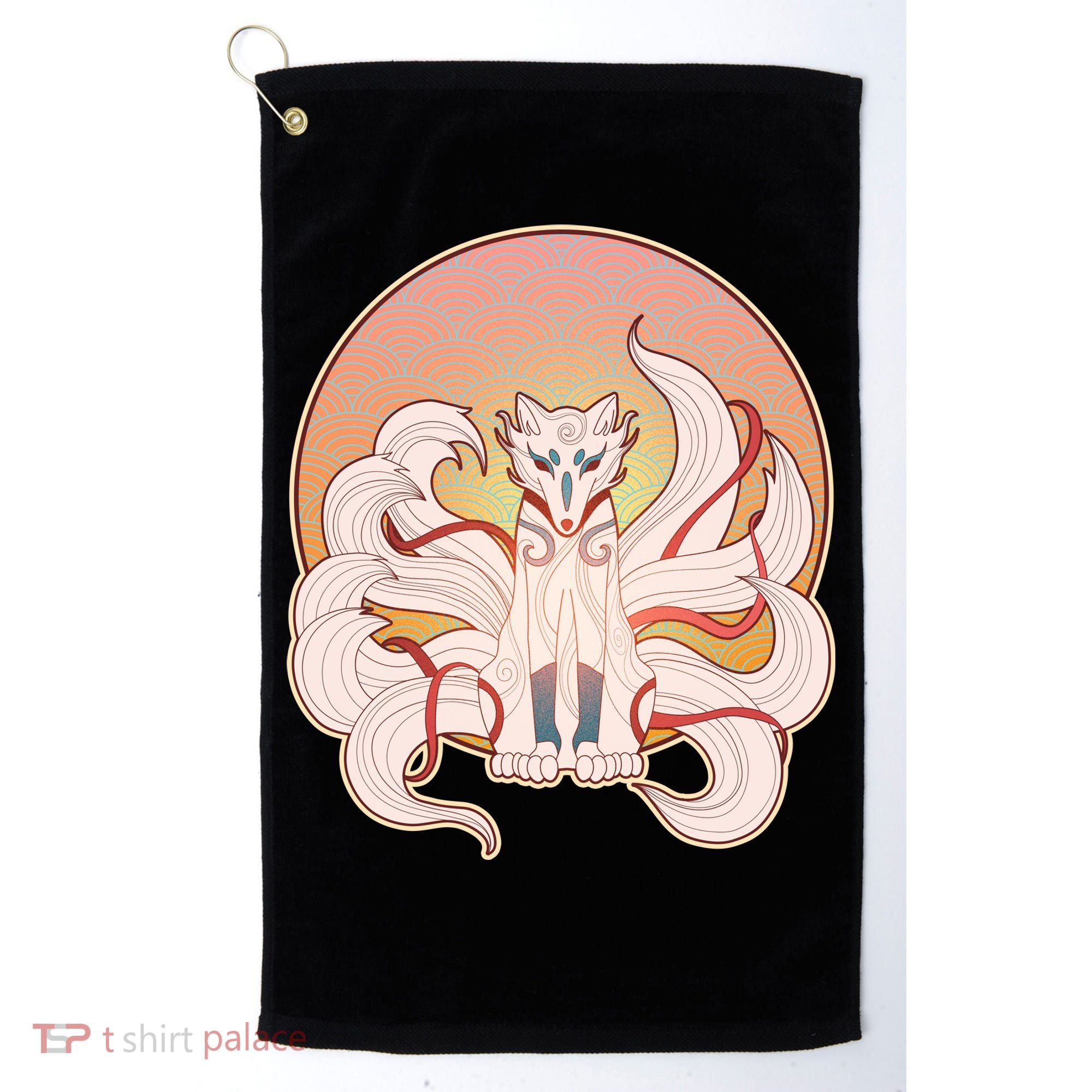 Japanese Nine Tails Kitsune Fox Emblem Pattern Golf Towel