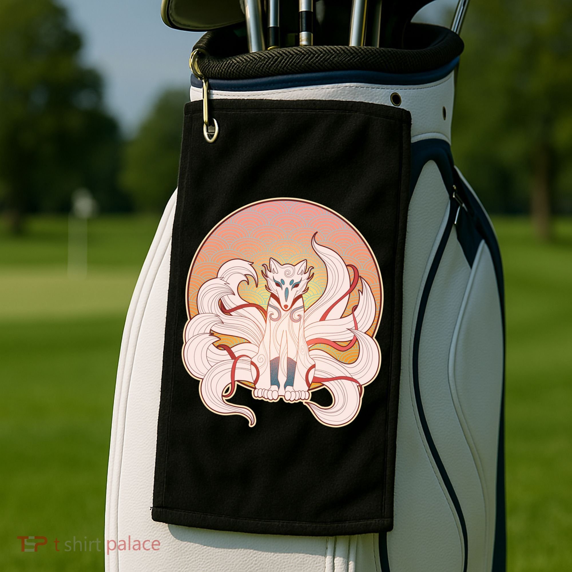 Japanese Nine Tails Kitsune Fox Emblem Pattern Golf Towel