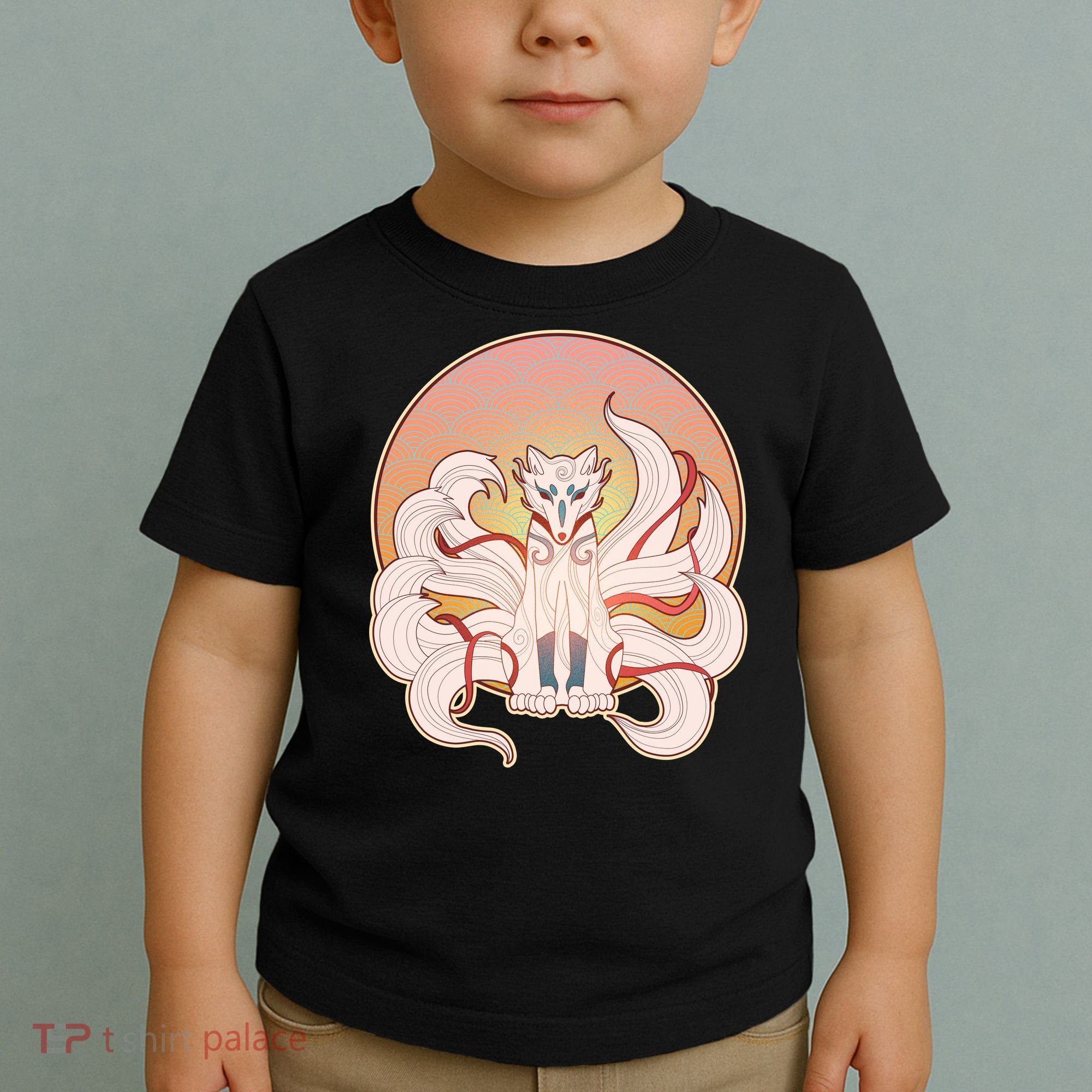 Japanese Nine Tails Kitsune Fox Emblem Pattern Toddler T-Shirt
