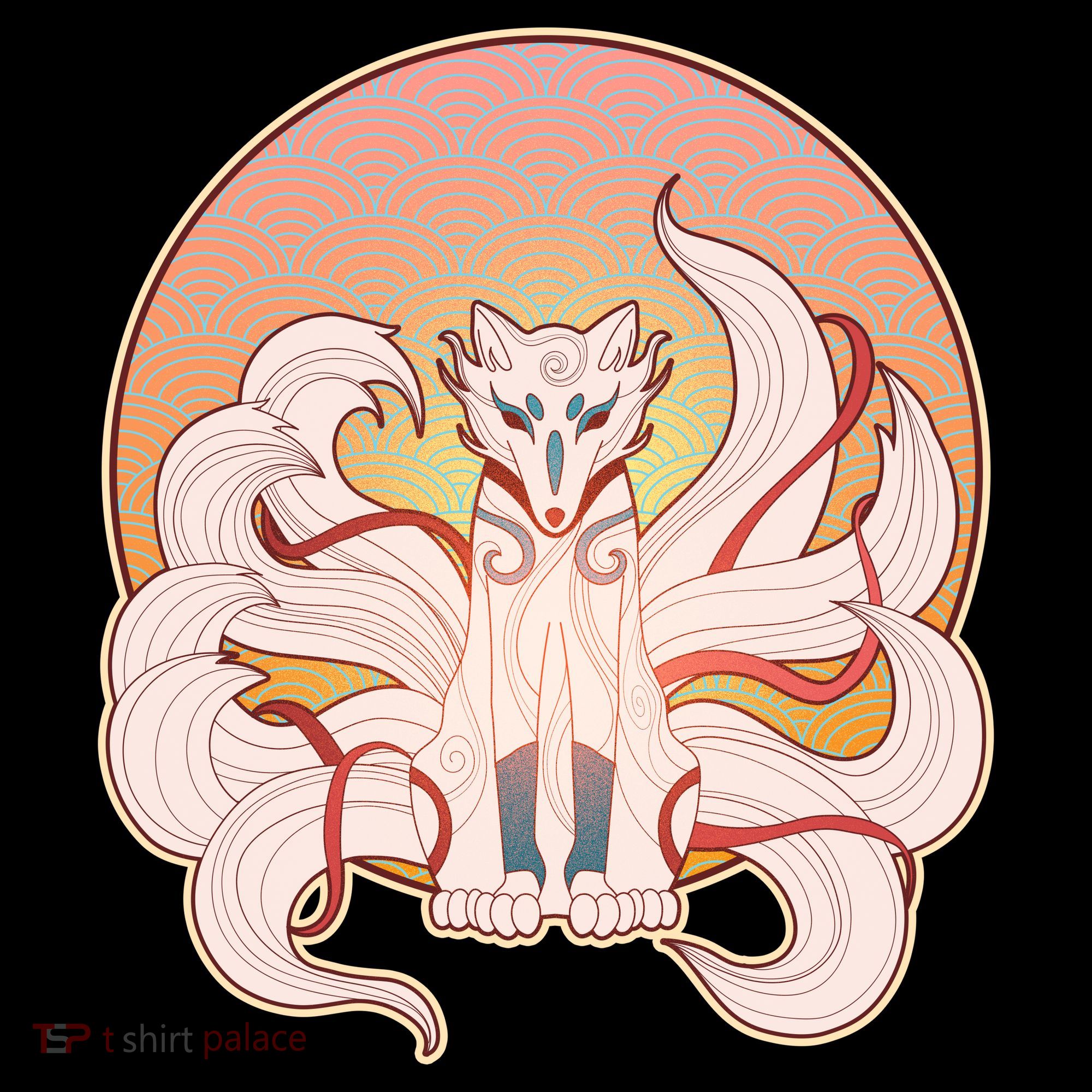 Japanese Nine Tails Kitsune Fox Emblem Pattern Visor