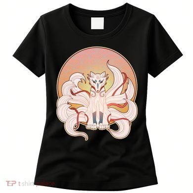 Japanese Nine Tails Kitsune Fox Emblem Pattern Women's T-Shirt