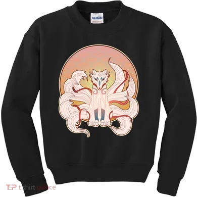 Japanese Nine Tails Kitsune Fox Emblem Pattern Kids Sweatshirt