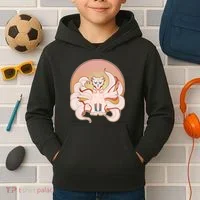 Japanese Nine Tails Kitsune Fox Emblem Pattern Kids Hoodie thumb 2