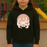 Japanese Nine Tails Kitsune Fox Emblem Pattern Kids Hoodie thumb 3