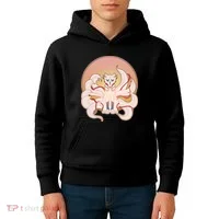 Japanese Nine Tails Kitsune Fox Emblem Pattern Kids Hoodie thumb 4
