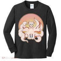 Japanese Nine Tails Kitsune Fox Emblem Pattern Kids Long Sleeve Shirt thumb 0