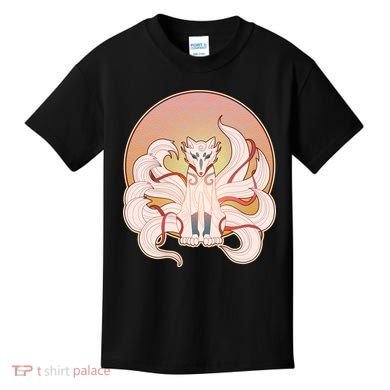 Japanese Nine Tails Kitsune Fox Emblem Pattern Kids T-Shirt