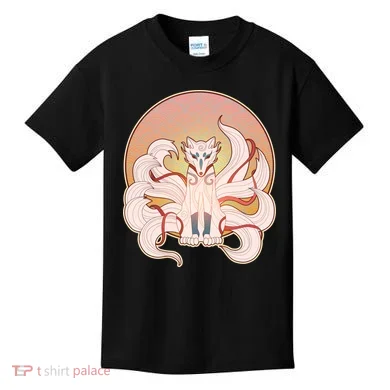 Japanese Nine Tails Kitsune Fox Emblem Pattern Kids T-Shirt