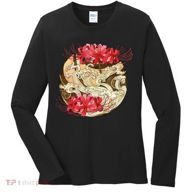 Japanese Spider Lily Watercolor Women's Long Sleeve Shirt