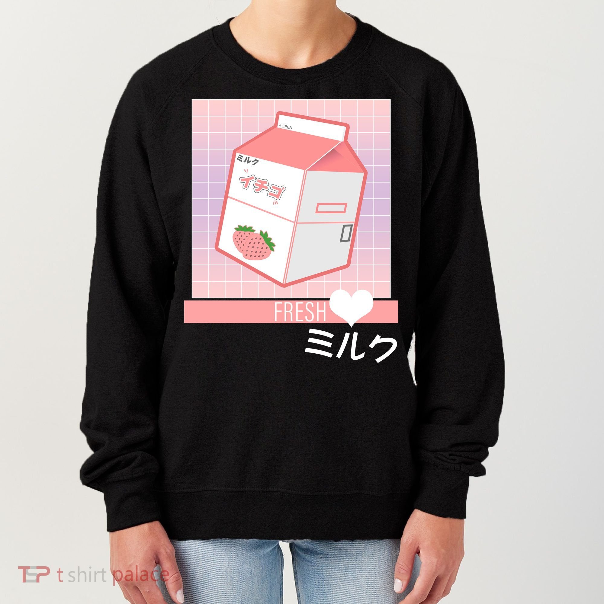 Japanese Vaporwave Strawberry Milk Box Women's Sweatshirt