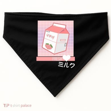Japanese Vaporwave Strawberry Milk Box USA-Made Doggie Bandana