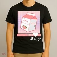 Japanese Vaporwave Strawberry Milk Box T-Shirt thumb 3
